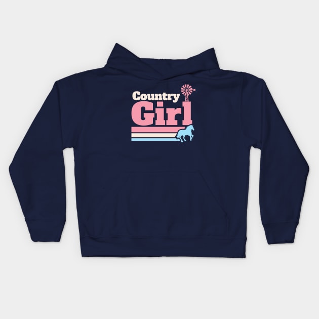 Retro Country Girl Colorful Rural Girls Kids Hoodie by SLAG_Creative